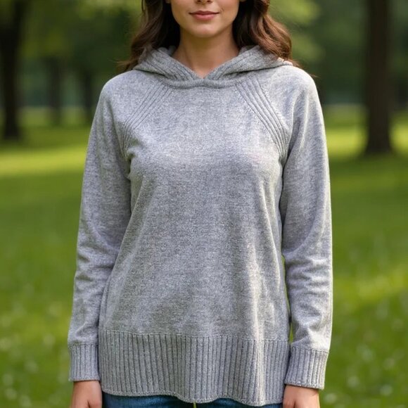 NWT Ann Taylor Women's Taupe Knit Hoodie Sweater. Size Small. - Picture 6 of 6